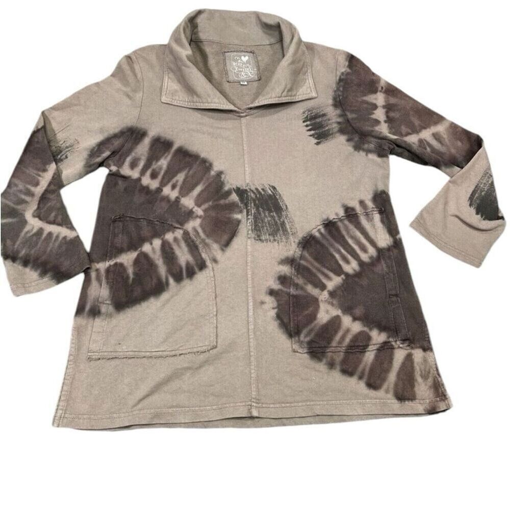 Produce Company Women’s Tie Dye Collared Tunic Sweatshirt Top Medium Lagenlook